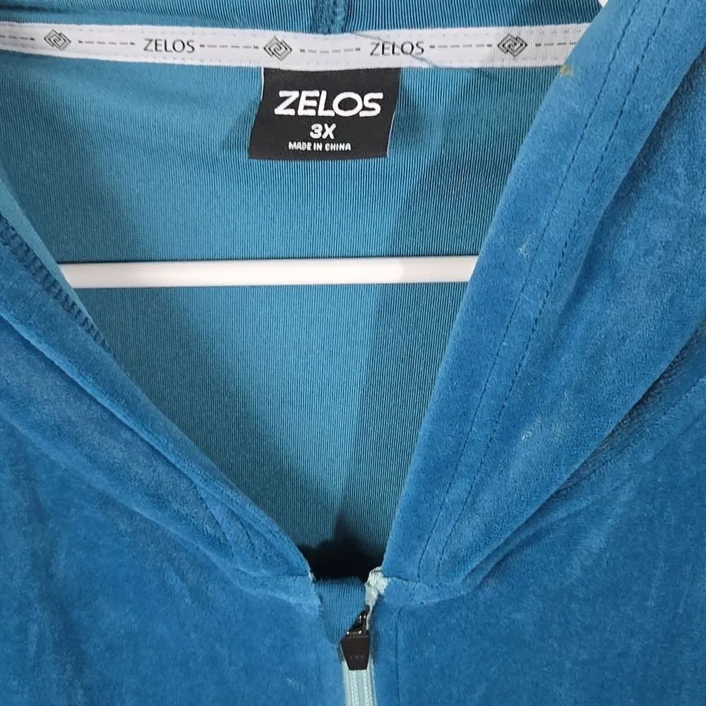 Zelos 3X Velour Zip Hoodie Teal Plush Velvet Lounge Jacket Cozy Plus Size 24W - Picture 4 of 12